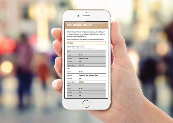 Ultrachem Inc mobile website design showing vertical table